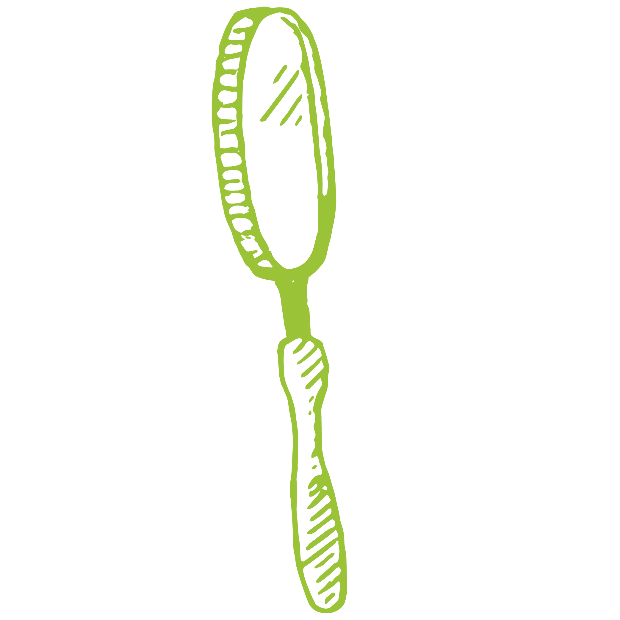 A drawing of a magnifying glass.