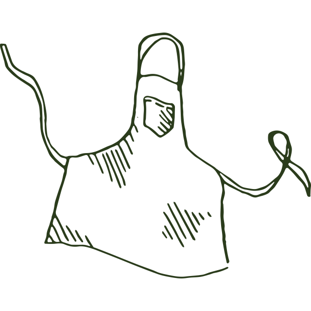 A drawing of an untied apron.