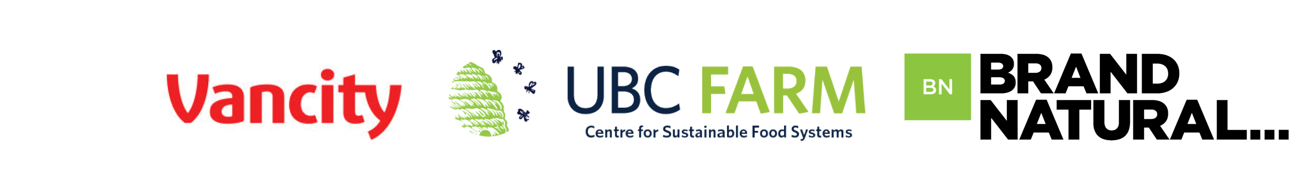 Vancity, UBC Farm, and Brand Natural sponsor logos.