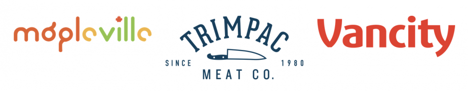 Mapleville, Trimpac Meat Co., Vancity logos