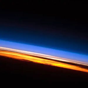 A view of Earth's horizon, depicting the ozone layers